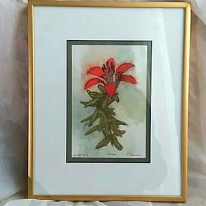 Framed Signed P. French Wood Lily 430/500 art